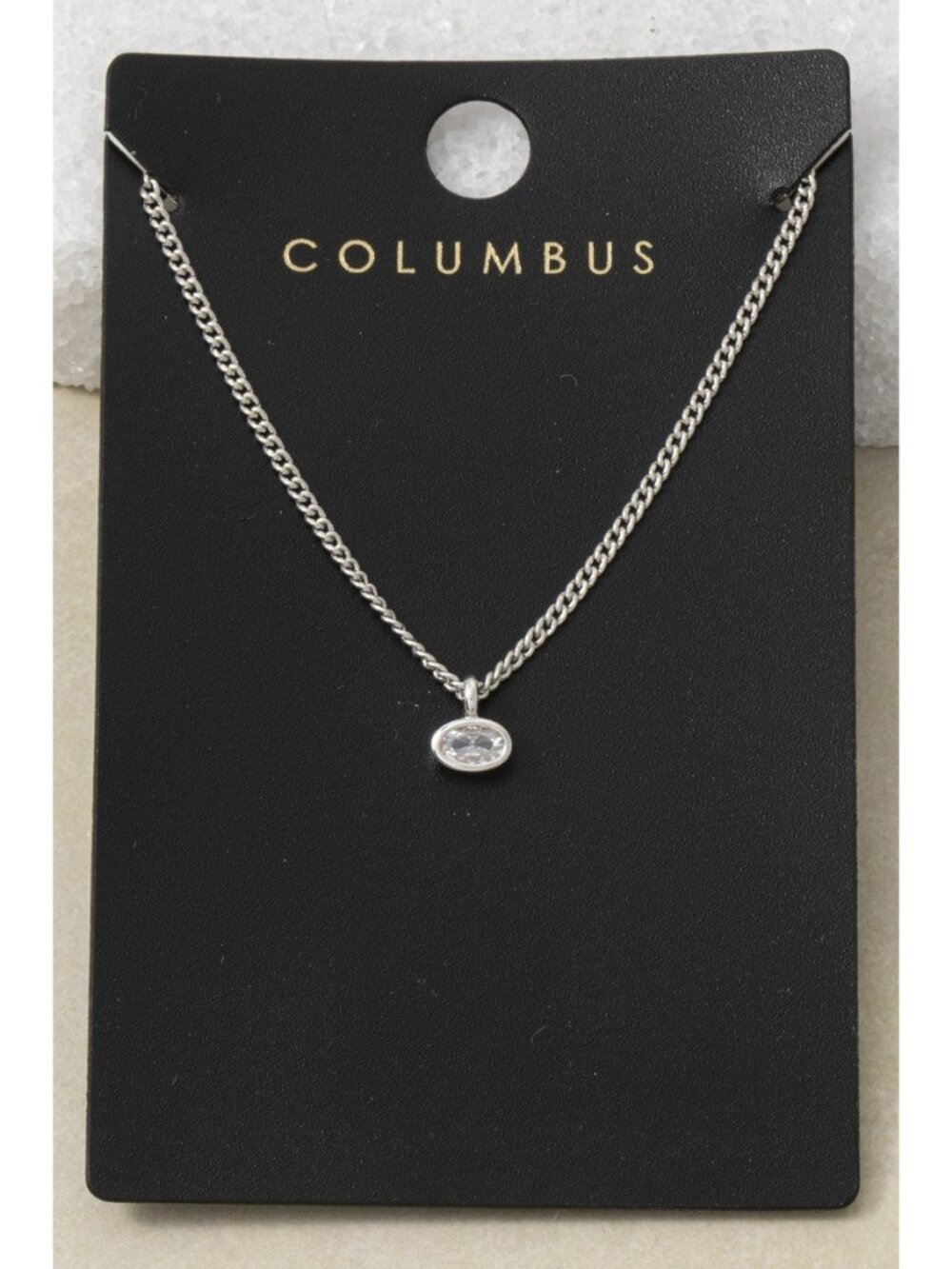 COMING SOON WHITE GOLD DIPPED OVAL BEZEL RHINESTONE NECKLACE